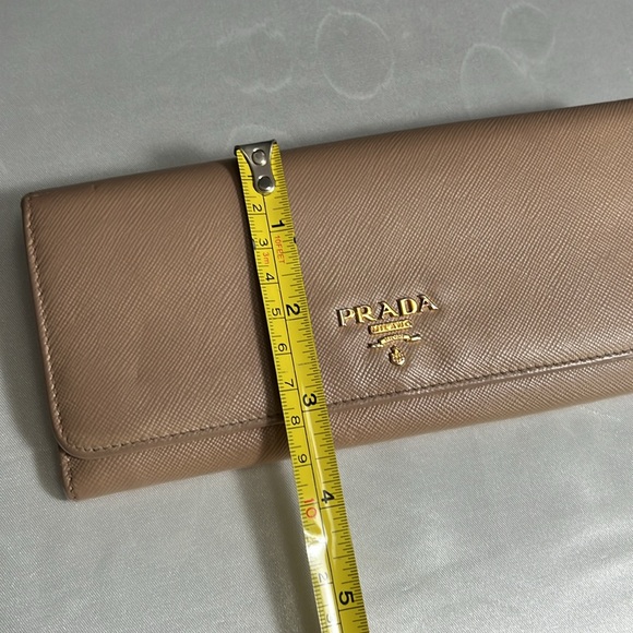 Prada Authentic Saffiano Leather Beige Flap continental Long Wallet - Picture 14 of 16